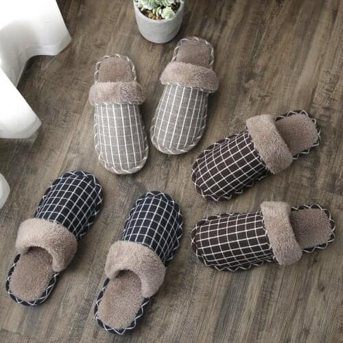 Womens Cotton Slippers Autumn and Winter Lovers Home Warm Thick Soled Anti Slip Indoor Plush Shoes Winter