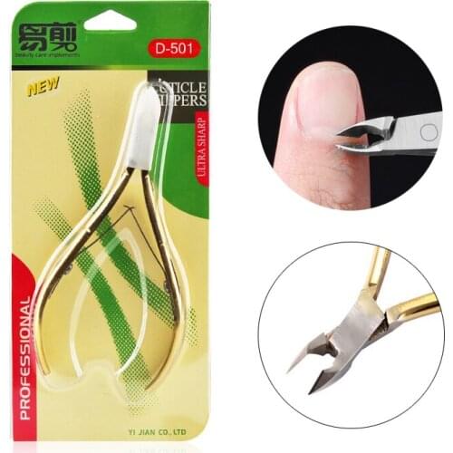 Gold Stainless Steel Curved Head Nail Scissor Fingernail Cuticle Scissor Remove Dead Skin Nail Art Tool Manicure Trimmer