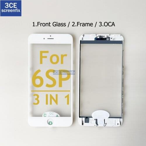 10Pcs Top Quality Front Outer Glass Middle Frame Bezel Laminate OCA For iPhone 6S Plus 3 in 1 2 in 1 Front Glass Frame OCA