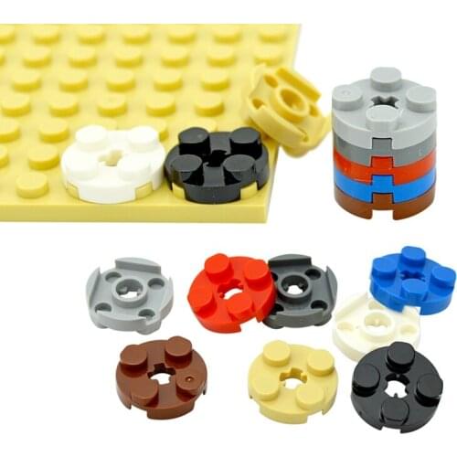 100PCS Building Blocks MOC Parts DIY 2x2 Round plate with cross shaft hole Educational Technical Bricks Compatible with 4032 Toy