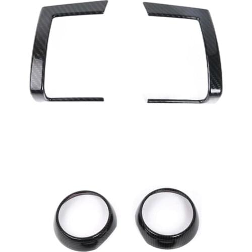 2Pcs Car Middle Vent Cover Sticker Housing Interior Outlet Frame & 2Pcs Car Dashboard Side Air Vent Decoration Ring