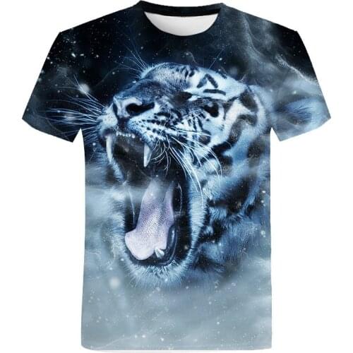 2021 hot style mens T-shirt 3D printing animal domineering three-dimensional tiger T-shirt short sleeve funny design casual top