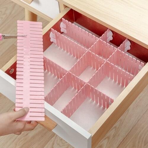 4pcs Drawer Divider Adjustable Plastic Free Combination Partition Storage Shelves Organizer Underwear Socks Makeup Clapboard