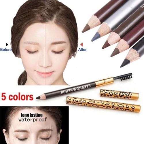 5-color Sexy Leopard Double-headed Eyebrow Brush Makeup Natural Professional Waterproof Long-lasting Eyebrow Makeup