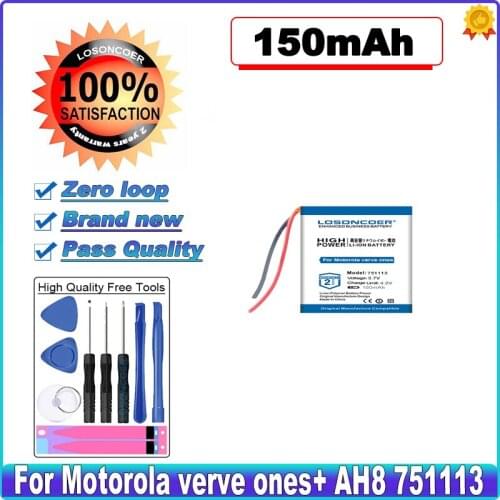LOSONCOER High Capacity Battery 150mAh Battery For Motorola verve ones+ AH8 751113 3.8V Battery