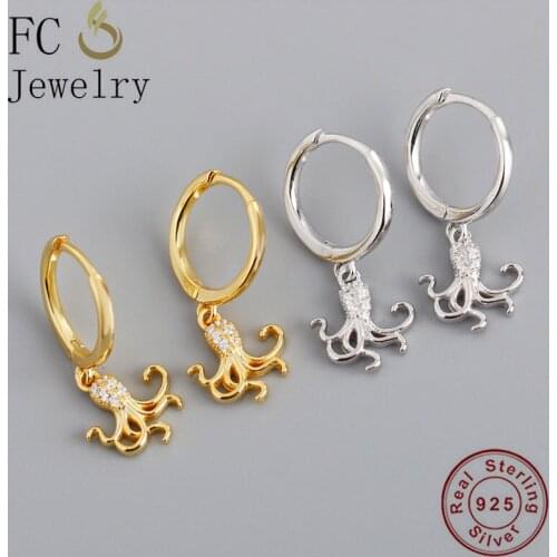 FC Jewelry 925 Silver Gold Color Magic Sea Octopus Mix Zirconia Drop Earring For Women Ear Accessories Wholesale 2020 Fashion