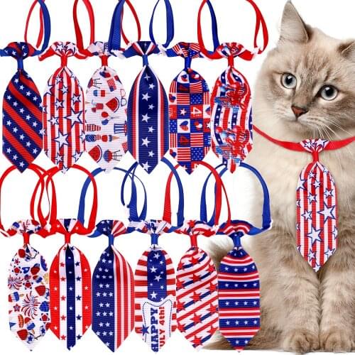 10pcs Pet Dog Cat Necktie American Independence Dog Supplies Small Dog Cat Bow Tie Dogs Cats Bowties /Ties For Dogs Accessories