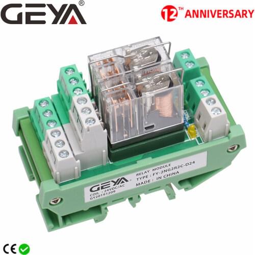 GEYA 2NG2R 2 Channel Omron Relay Module 2NO 2NC DPDT PLC RELAY Interface 12V 24V AC/DC