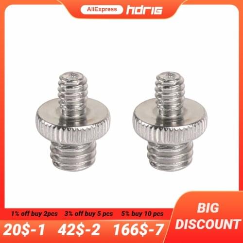 HDRiG 2pcs 1/4" To 3/8" Double Male Threaded Screw Adapter For For Tripod Monopod Ballhead light stand Video light
