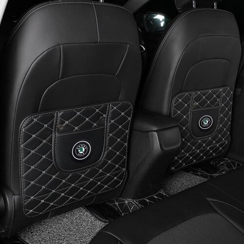 PU Leather Anti-Child-Kick Pad Car Waterproof Seat Back Protector Cover For Skoda Fabia 2 3 Karoq Kodiaq Octavia 3 Superb 2 3 Co