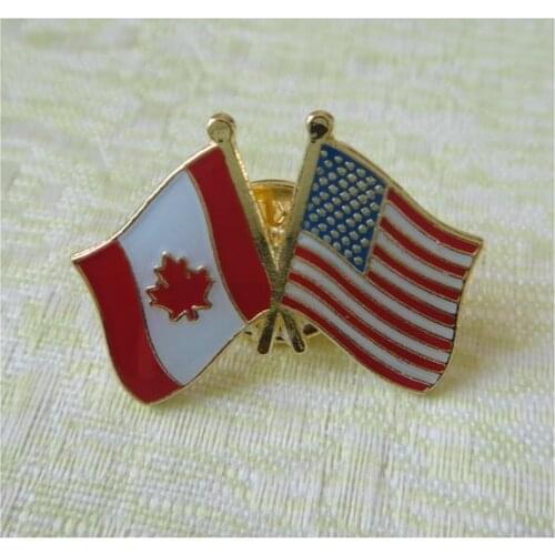 Canada and USA Cross Pin with Butterfly Button Brass Plating Guarantee 100% Custom Design are Welcome MOQ 300pcs Fee Shipping