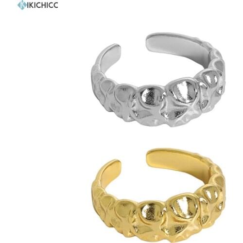 KIKICHICC 925 Sterling Silver Gold Irregular Resizable Geometric Rings Adjustable Luxuury Jewelry Gift For 2021 Wedding Jewelry