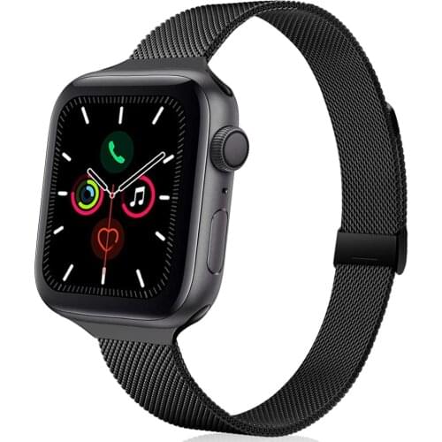 Metal Slim Band for Apple Watch 38mm 40mm 42mm 44mm Stainless Steel Mesh Thin Strap for iWatch Series 5 4 3 2 1 Wrist Bracelet