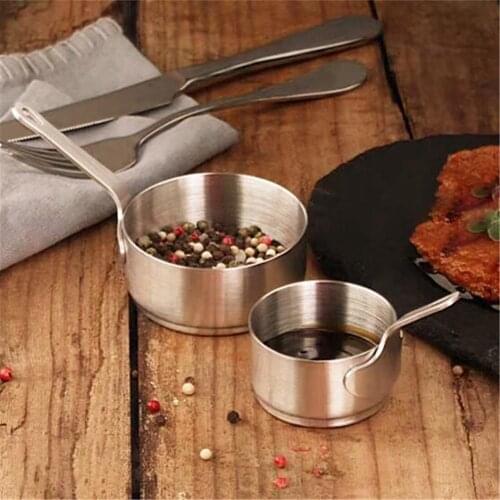 Stainless Steel Sauce Bowl Western Steak Sauce Dish Tomato Sauce Bowl with Handle Kitchen Saucepan