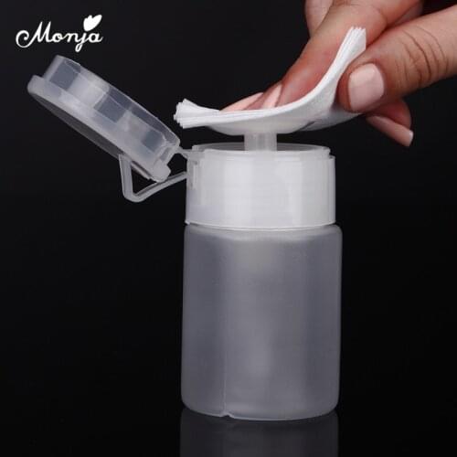 Monja Nail Art Acrylic Gel Polish Cleaner Remover Liquid Alcohol Press Empty Clear Bottle Dispenser Pump Bottle