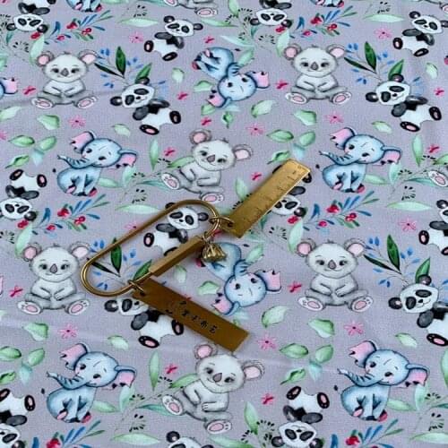 Cartoon Bear Elephant Panda Leaves Print 100% Cotton Fabric for Girl Clothes Hometextile Cushion Cover Backpacks Mask Scarf DIY