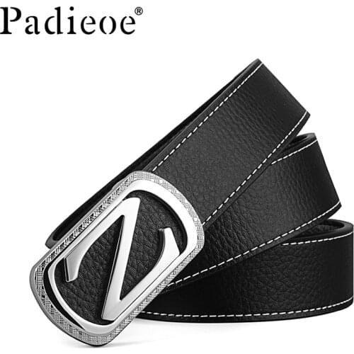 Padieoe men belt leather long luxury fashion automatic belt retro