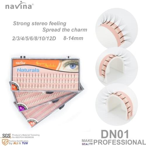 Navina Strong stereo silk false eyelashes of makeup, Curl C, Thickness 0.05-0.10mm, Petals 2-12D,Length 8-14mm, easily work