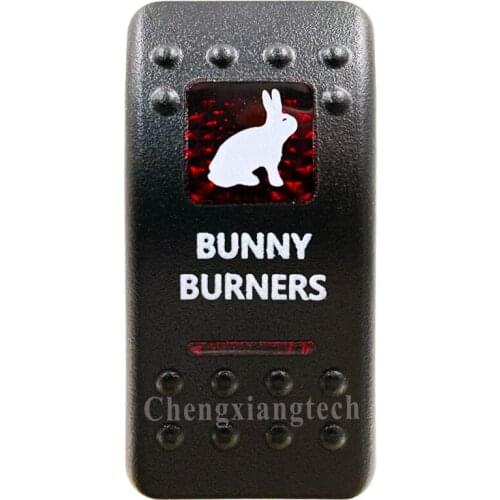 Printed Red Switch Cap - BUNNY BURNERS- for Carling Arb Led Light Car Boat Rocker Switch 12v 24v, Cover Only ! No Switch Base