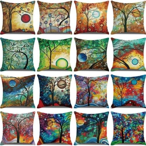 Bohemian style cartoon tree printing cushion cover pillowcase pillowcase car sofa decorative back cushion cover