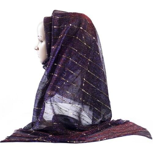 Autumn New Magic filament Shimmer Hijab With Sequins Muslim Women Turbans Head Scarf Scarves Islamic Face Veil Beautiful Wedding