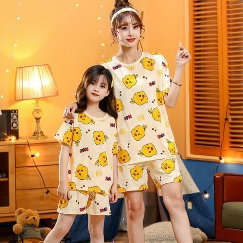 Mother Kids Unicorn Pajamas Mom and Daughter Outfits Family Matching Clothes Homewear Baby Girls Summer Cartoon Cotton Sleepwear
