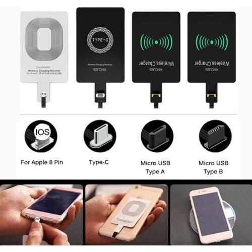 Qi Wireless Charging Receiver For iPhone 8 7 6 Plus 5 Micro USB Type C Universal Fast Wireless Charger For Samsung Huawei Xiaomi