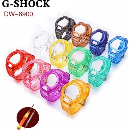 Rubber Protective Watch Case For Casio G Shock DW6900 Bezel Watch Band DW-6900SLG-1 DW-6900SN-1 DW-6900LS-2 Wristband Strap