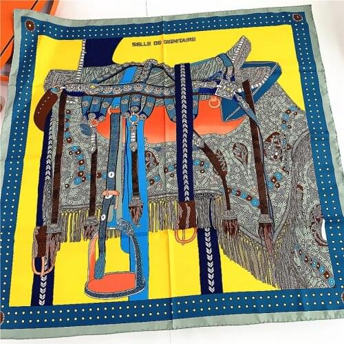 90cm Luxury Saddle Twill 100% Silk Scarf Women Hand Rolled Edges Hijab Scarf Foulard Head Square Scarves Shawl Brand Design