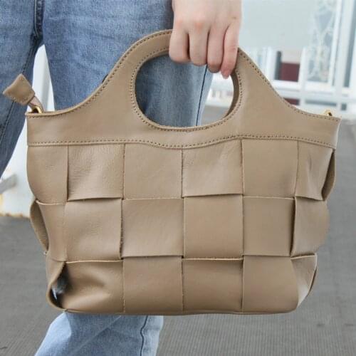 Manual Knitting Handbags Women Designer Bag Retro Natural Cowhide Hand Bag High Quality Shoulder Crossbody Bags For Ladies Totes