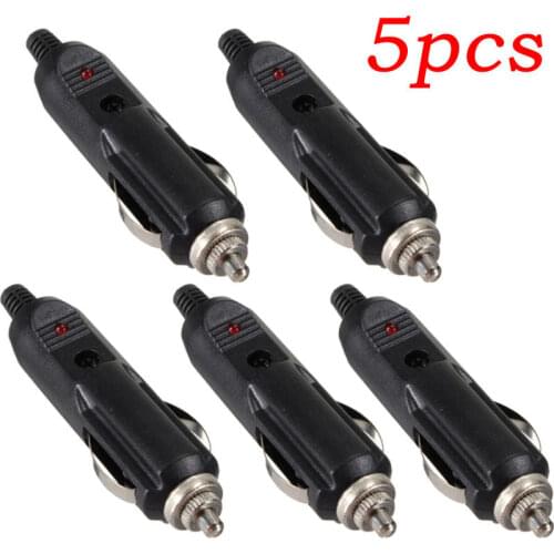 5PCS 12V Car onboard Plug 10A Fuse Male Car Cigarette Lighter Socket Plug Connector w/ Red LED For car appliances vacuum cleaner