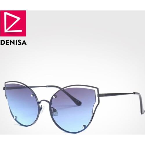 DENISA 2019 Fashion Cat Eye Sunglasses Women UV400 Driving Steampunk Sun Glasses Brand Designer Vintage Ladies Glasses G18901