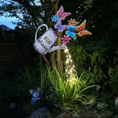 Watering Can LED Light Outdoors Lamp for Garden/ Courtyard/ Patio/ Terrace Butterfly Ladybird Water Cans Garden Decor