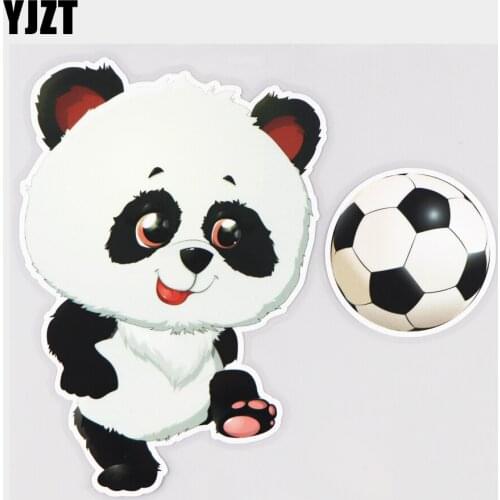 YJZT 17.2×15.8CM Panda Playing Football Vinyl Decal Fashion Door Decoration Car Stickers 21A-1092