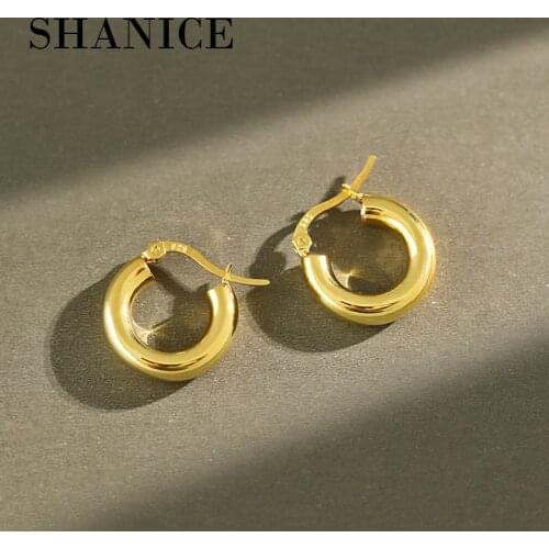 SHANICE Ins S925 Sterling Silver Stud EarringsThick Tube Round Circle Earrings Hiphop Rock Chunky Small Earrings For Women