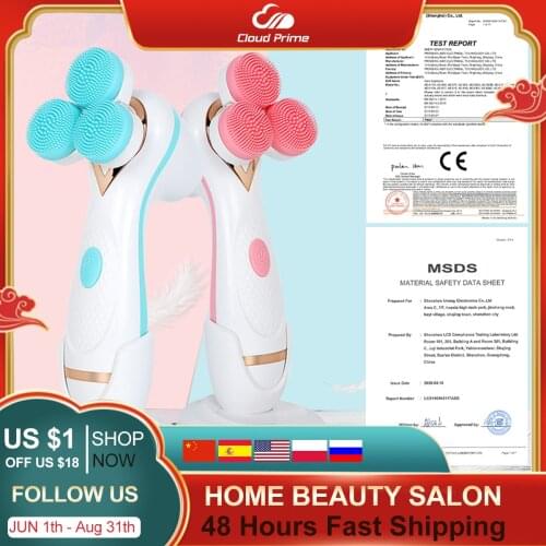 Sonic Silicone Face Brush Waterproof Design Skin Cleanser Spin Brush Set Tool For Remove Acne Portable Deep Facial Cleansing