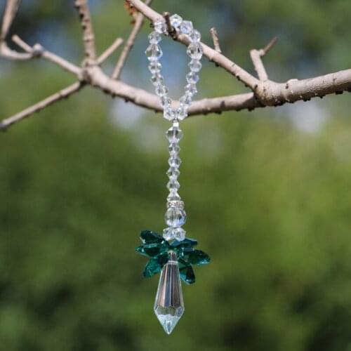 1PCS Hole Green Hanging Crystal Angel Suncatcher Prisms Pendant Rainbow Maker Window Ornament Xmas Decor Gift