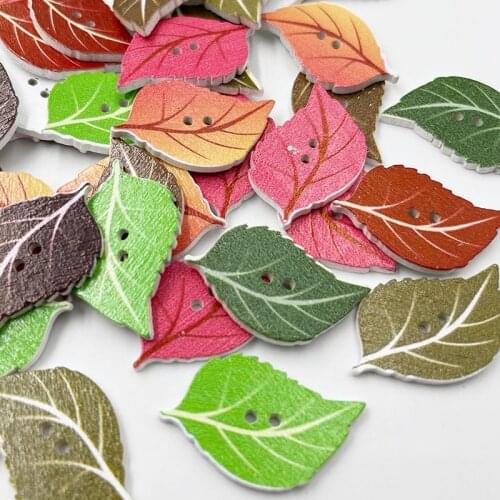 Mixed Leaves Wood Apparel Sewing Buttons For Clothes Scrapbooking Decorative Crafts Handicraft DIY WB687