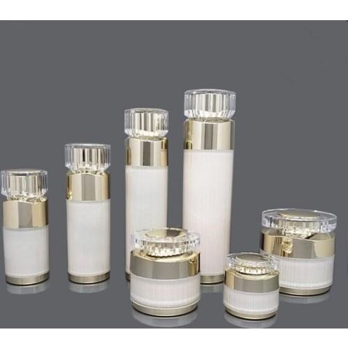 30pcs Empty Acrylic Lotion Pump Bottle Cream Jar Container Box Face Eye Cosmetic Makeup Sample Packing Storage Pot F3616