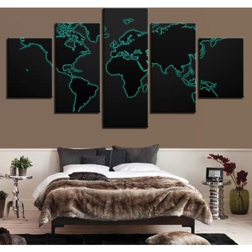 Paintings HD Abstract Canvas Living Room Wall Art Poster 5 Pieces Retro World Map Decoration Pictures Frame 3 Assassins Creed