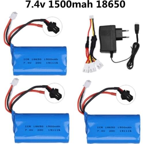 7.4V 1500mAh 18650 lipo Battery for WPL MN99S D90 U12A S033g Q1 H101 Rc Boats Cars Tanks Drones Parts