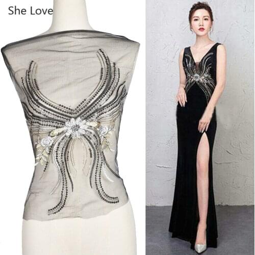 Chzimade Handmade Embroidery Beaded Patches Sequins Flower Collar Applique Patches Sewing On Clothes Garment Diy Crafts