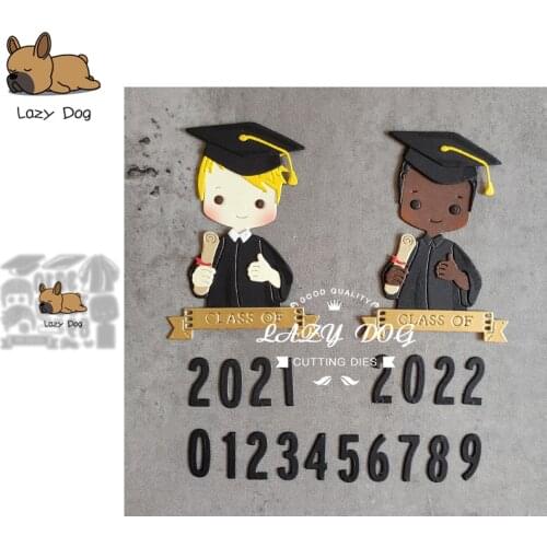 Male graduation bachelor uniform Metal Cutting Dies Scrapbooking Stencil DIY Craft Embossing Die Cuts Card Making New Dies 2021