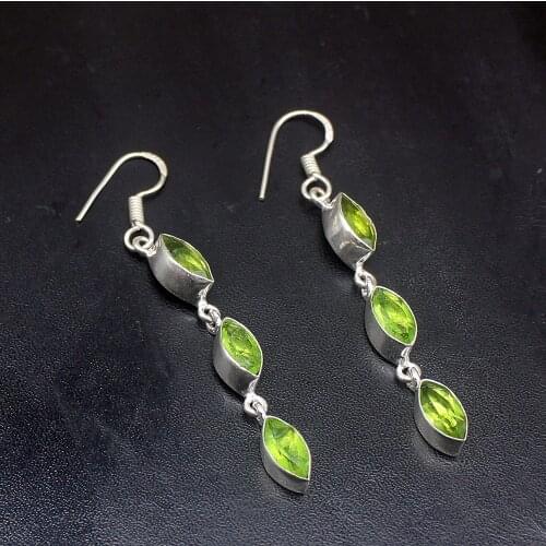 Gemstonefactory Big Promotion Unique 925 Silver Charm Green Topaz Pretty Women Ladies Gifts Dangle Drop Earrings 20212293