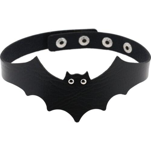Gothic Leather Choker Halloween Bat Wing Collar Necklace for Women Little Devil Punk Black Party Vintage Jewelry Dropshipping
