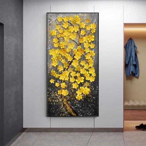 Canvas Wall ART Golden Rich Tree Posters and Prints Wall Art for Living Room Canvas Painting Home Decoration Entrance Pictures