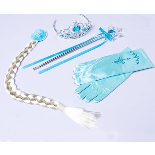 Carnival Halloween Girl Birthday Party Princess Queen Headwear Glove Costume Ice Fairy Cosplay Party Fancy Outfit