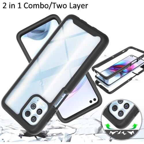 Combo Drop resistance Rugged Case For Motorola Edge S G100 Heavy Duty Defender Armor Shield Anti-Skid Clear Cover