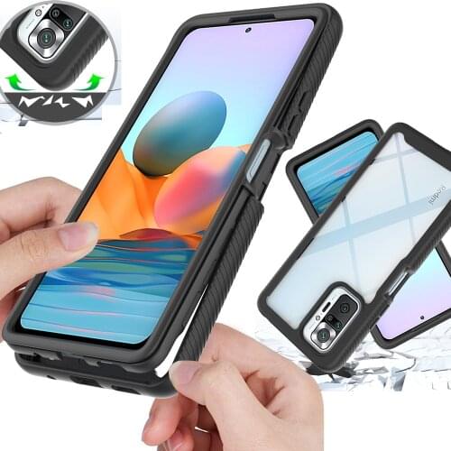 Combo Drop resistance Rugged Case For Xiaomi Redmi Note 10 Pro Note 10S Defender Armor Shield Anti-Skid Crystal Clear Cover