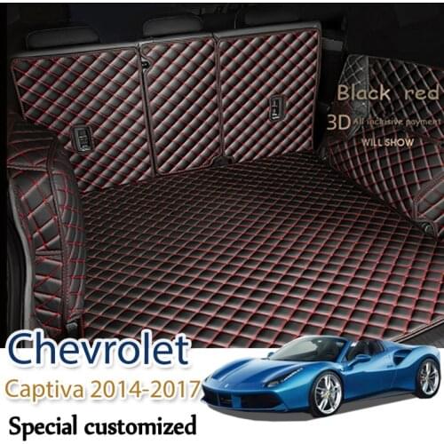 Custom Leather Car Trunk Mats For Chevrolet Captiva 7-Seat 2014-2017 Rear Trunk Floor Mat Tray Carpet Mud
